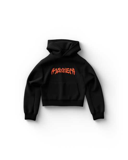 Lady Gaga Cropped Black and Orange Logo Hoodie – Official Merch